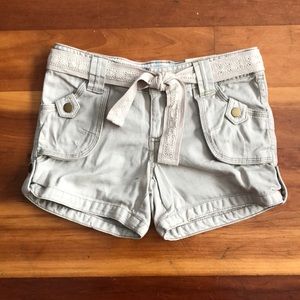 Belted Solid Cuffed Cargo Shorts, NWT